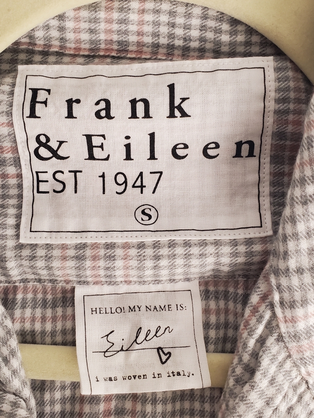 Frank & Eileen Eileen Relaxed Button-Up Shirt in Camel, Cream, Gray Plaid Size S - Picture 7 of 14